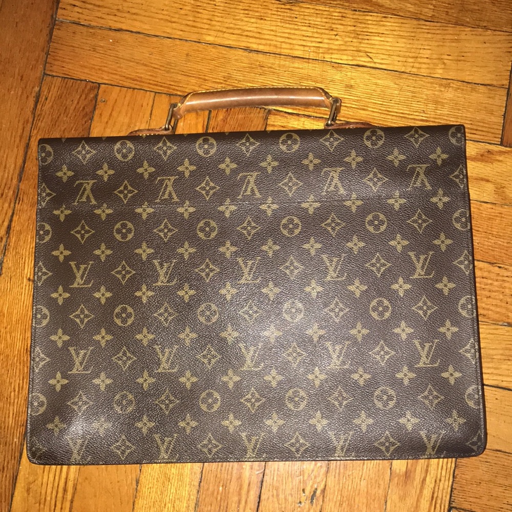 Louis Vuitton Monogram Logo Serviette Conseiller Briefcase Brown